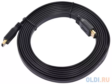 Кабель HDMI 1.0м VCOM Telecom v1.4 W/Ethernet/3D плоский черный CG540D-1M