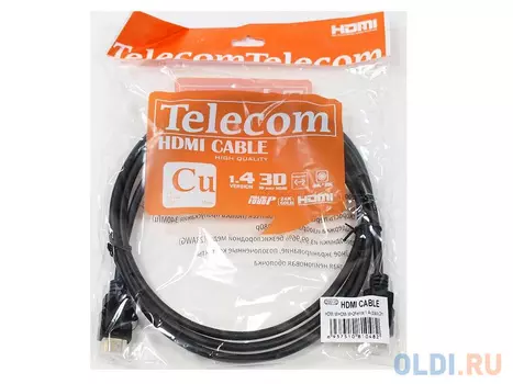 Кабель HDMI 2.0м VCOM Telecom позолоченные контакты черный CG501D-2M