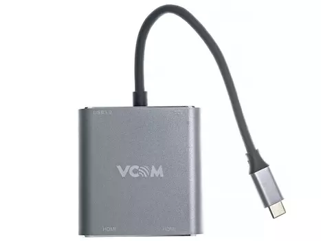 Кабель-адаптер USB3.1 Type-CM - 2*HDMI+USB3.0+PD charging VCOM CU450