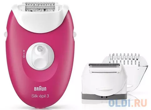 Эпилятор Braun SE3273 скор.:2 насад.:3 от электр.сети розовый/белый