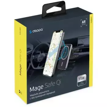 Автомобильный держатель Deppa (55202) Mage Safe Sky магнитный с беспроводной зарядкой (черный)