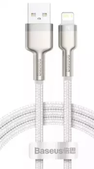 Кабель Baseus Cafule Series Metal (USB) на (Lightning) 2.4A 100см нейлоновая оплётка (CALJK-A02) (белый)