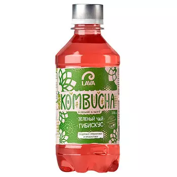 Чай Kombucha зеленый Lava Superfood гибискус 0.33 литра, газ, пэт, 12 шт. в уп.