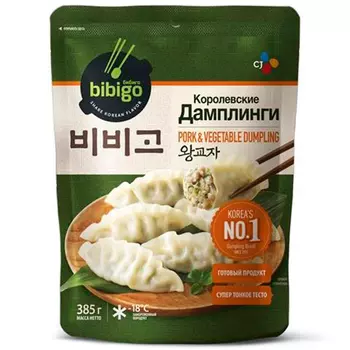 Дамплинги Королевские замороженные свинина с овощами Bibigo 385 гр