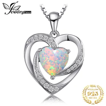 Jewelrypalace Heart Love Created Opal кулон ожерелье драгоценный камень 925 стерлингового серебра кулон для женщин модные ювелирные изделия без цепочки