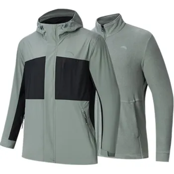 Anta Outdoor Series Color Block двухкомпонентная флисовая спортивная куртка с капюшоном на молнии мужские куртки светло-серые базовые-черные 152346604-2 L
