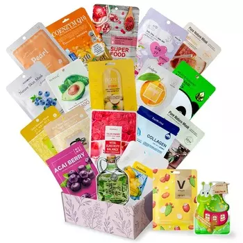 набор корейских тканевых масок для лица (увлажнение), 20 шт. cosmasi hydrating mask set box