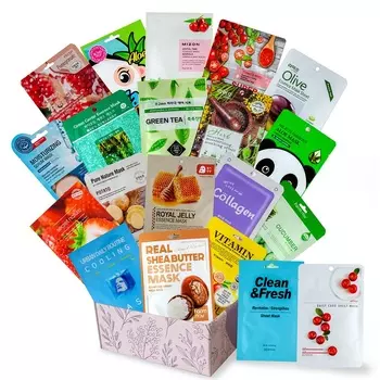 набор корейских тканевых масок для всех типов кожи, 20 шт. cosmasi daily care set box 20