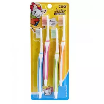 набор зубных щеток для детей от 6 до 12 лет clio new soft-r 4 set