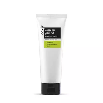 очищающая пенка с зеленым чаем coxir green tea ph clear foam cleanser