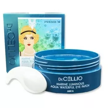 гидрогелевые патчи с гиалуроновой кислотой dr.cellio marine luminous aqua waterful eye patch