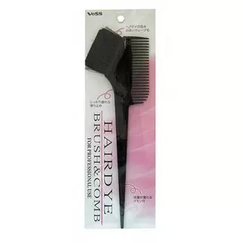 гребень c щеткой для окрашивания волос малый vess hairdye brush and comb small