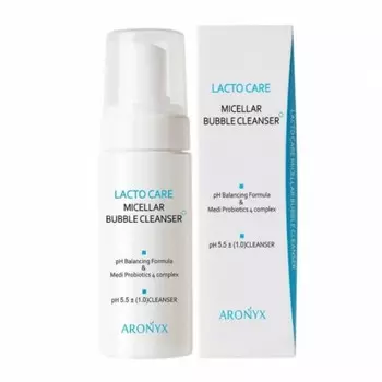 кислородная мицеллярная пенка-мусс для умывания с лактобактериями medi flower aronyx lacto care micellar bubble cleanser