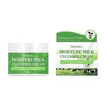 крем для лица увлажняющий с экстрактом огурца deoproce moisture milk cucumber cream