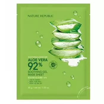 маска для лица листовая с алоэ nature republic soothing &amp; moisture aloe vera 92% soothing gel mask sheet