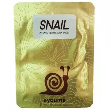 маска для лица тканевая с муцином улитки ayoume snail intense repair mask