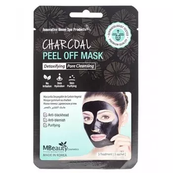 маска-пленка с древесным углем для очищения пор mbeauty charcoal peel off mask