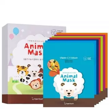 маска тканевая набор 7 шт berrisom animal mask series 7p set