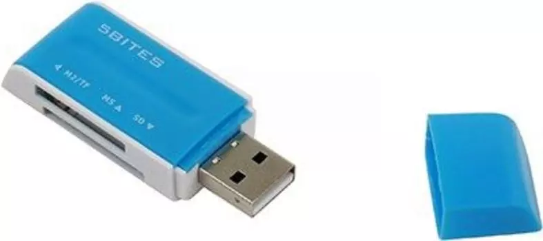 Картридер внешний 5bites RE-102BL/RE2-102BL, мультиформатный, USB 2.0, синий