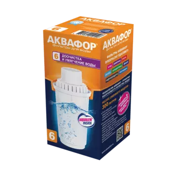Картридж Аквафор В6 для кувшинов с гнездом посадки 7см, 300 л, 1 шт. (В100-6)