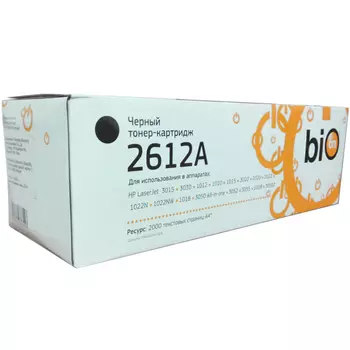 Картридж лазерный Bion BCR-Q2612A (Q2612A), черный, 2000 страниц, совместимый для LJ 1010/1012/1015/3015/3020/3030/1319/3050/3052/3055