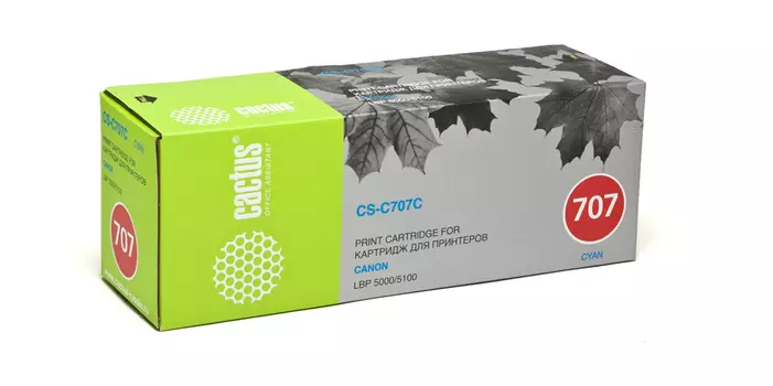 Картридж лазерный Cactus CS-C707C (707C), голубой, 2000 страниц, совместимый, для Canon LBP-5000 / 5100