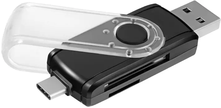 Картридер внешний Ginzzu GR-588UB, мультиформатный, USB 3.0/Type C OTG, черный