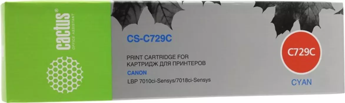 Картридж лазерный Cactus CS-C729C (729 C), голубой, 1000 страниц, совместимый для Canon LBP7010C / LBP7018C
