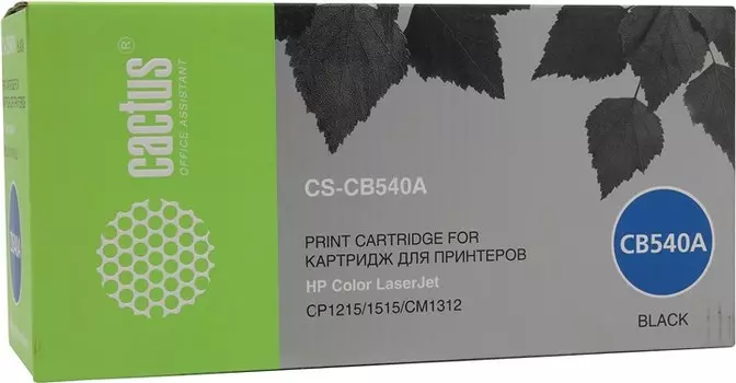 Картридж лазерный Cactus CS-CB540A (CB540A), черный, 2200 страниц, совместимый для Color LaserJet CP1215 / CP1515n / CM1312 / CM1312nfi