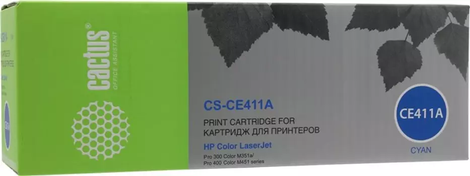 Картридж лазерный Cactus CS-CE411A (CE411A), голубой, 2600 страниц, совместимый для LJ Pro 300 MFP M375nw / M351a, LJ Pro 400 MFP M475dn / M475dw / M451dn / M451dw / M451nw