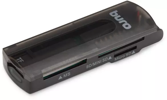 Картридер внешний Buro BU-CR-108, мультиформатный, USB 2.0, черный