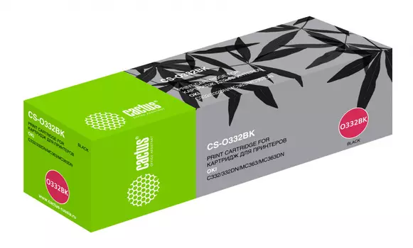Картридж лазерный Cactus CS-O332BK (46508736), черный, 3500 страниц, совместимый, для OKI C332/MC363