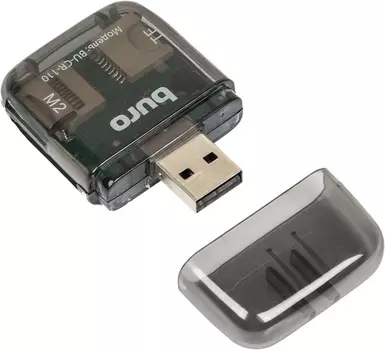 Картридер внешний Buro BU-CR-110, мультиформатный, USB 2.0, черный