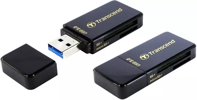 Картридер внешний Transcend RDF5, SD/microSD, USB 3.0, черный (TS-RDF5K)