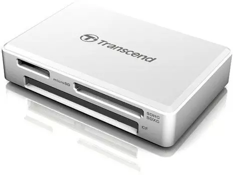 Картридер внешний Transcend TS-RDF8W2, SD/microSD/CF, USB 3.2 Gen1, UHS-I/UDMA7, Type-A, белый