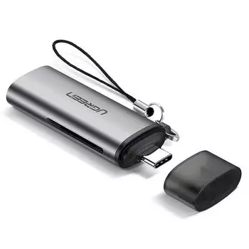 Картридер внешний UGREEN CM184, SD, microSD, USB Type-C, серый (50704)
