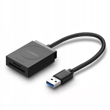 Картридер внешний UGREEN CR127, SD/microSD, USB 3.0, черный (20250)