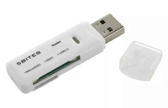 Картридер внешний 5bites RE2-100WH, TF/SD/micro-SD, USB 2.0, белый