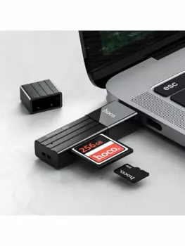 Картридер внешний USB 3.0 HOCO HB20, SD, microSD, USB 3.0, черный