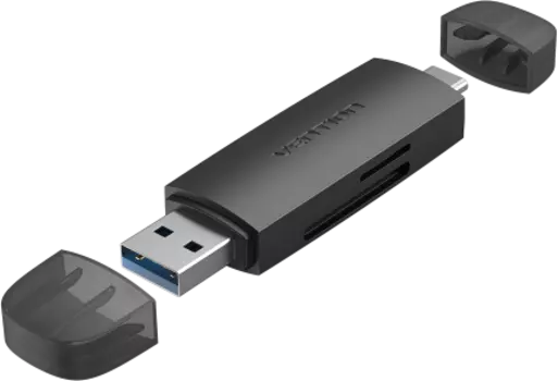 Картридер внешний Vention, microSD/SD, USB Type-C / USB 3.0, черный (CLKB0)