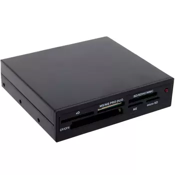 Картридер внутренний Ginzzu GR-116B, мультиформатный, USB 2.0, черный