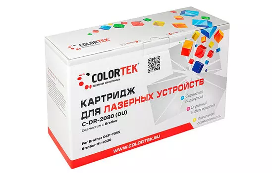 Драм-картридж (фотобарабан) лазерный Colortek (DR-2080), черный, 12000 страниц, совместимый для Brother DCP-7055/HL-2130 (CT-DR2080/HQ-DR2080)