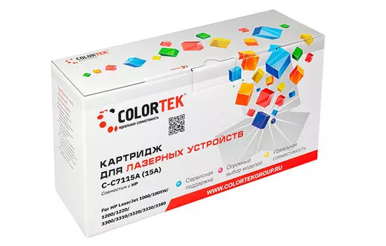 Картридж Colortek СТ-C7115A LJ 1000/1005/1200/1220/3300/3380, 2500 стр., черный
