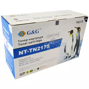 Картридж лазерный G&G NT-TN2175, черный, 2600 страниц, совместимый для Brother HL-2140R, HL-2142R, HL-2150NR, HL-2170WR, DCP-7030R, DCP-7032R, DCP-7040R, DCP-7045NR, MFC-7320R, MFC-7440NR, MFC-7840WR