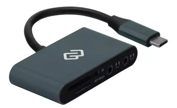 Картридер внешний DIGMA CR-СA2512-G, мультиформатный 2x3.5mm, USB Type-C, серый (CR-СA2512-G)