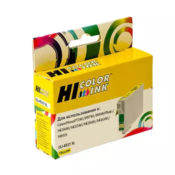 Картридж струйный Hi-Black HB-CLI-451Y XL (CLI-451Y XL), желтый, совместимый, 715 страниц, для Canon Pixma iP7240 / iP8740 / iX6840 Photo / MG5440 / MG5540 / MG5640 / MG6340 / MX924