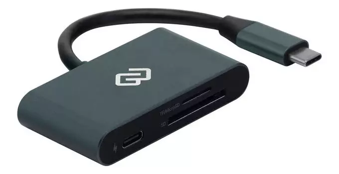 Картридер внешний DIGMA CR-СP2513-G, SD/microSD 1xType-C, USB Type-C, серый (CR-СP2513-G)