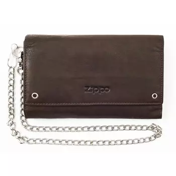 Бумажник байкера ZIPPO, цвет "мокко", натуральная кожа, 17x3,5x11 см