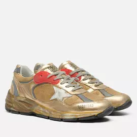 Мужские кроссовки Golden Goose Running Dad Net &amp; Laminated/Leather Star, цвет золотой, размер 42 EU