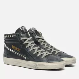Мужские кроссовки Golden Goose Slide Classic Leather Studs, цвет чёрный, размер 43 EU